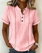 Linda | Casual Button V-Neck T-Shirt
