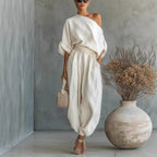 Luxe Linen One-Shoulder Set