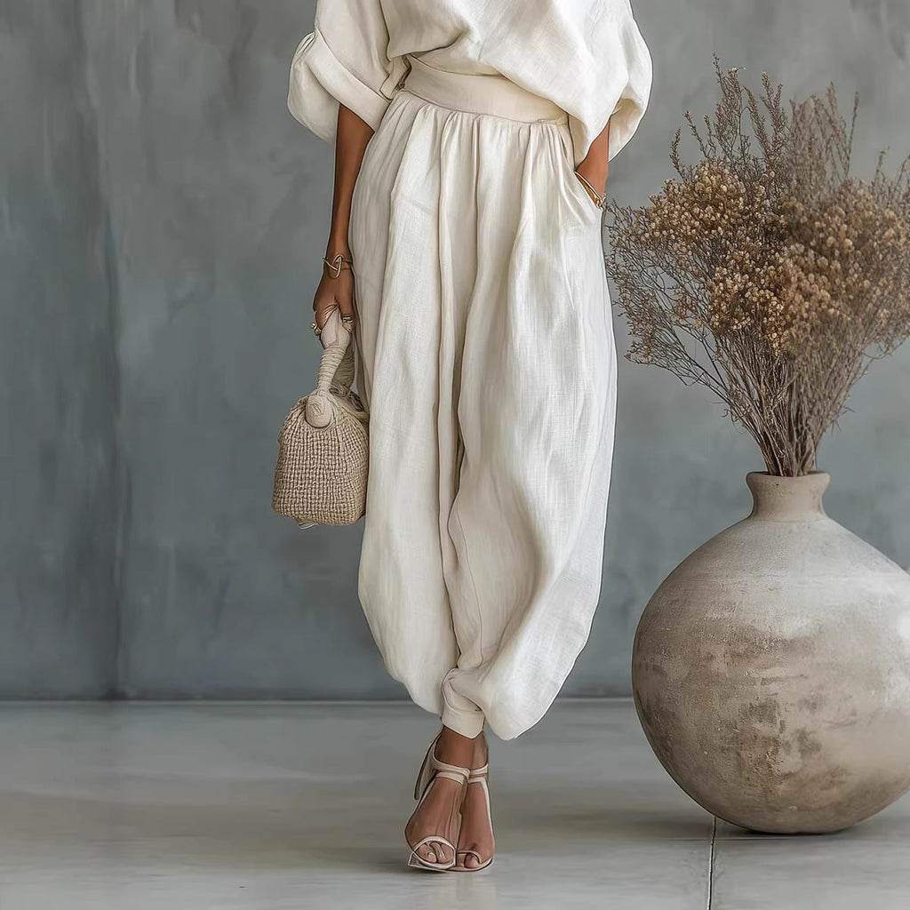 Luxe Linen One-Shoulder Set