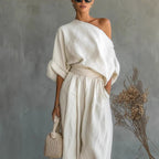 Luxe Linen One-Shoulder Set