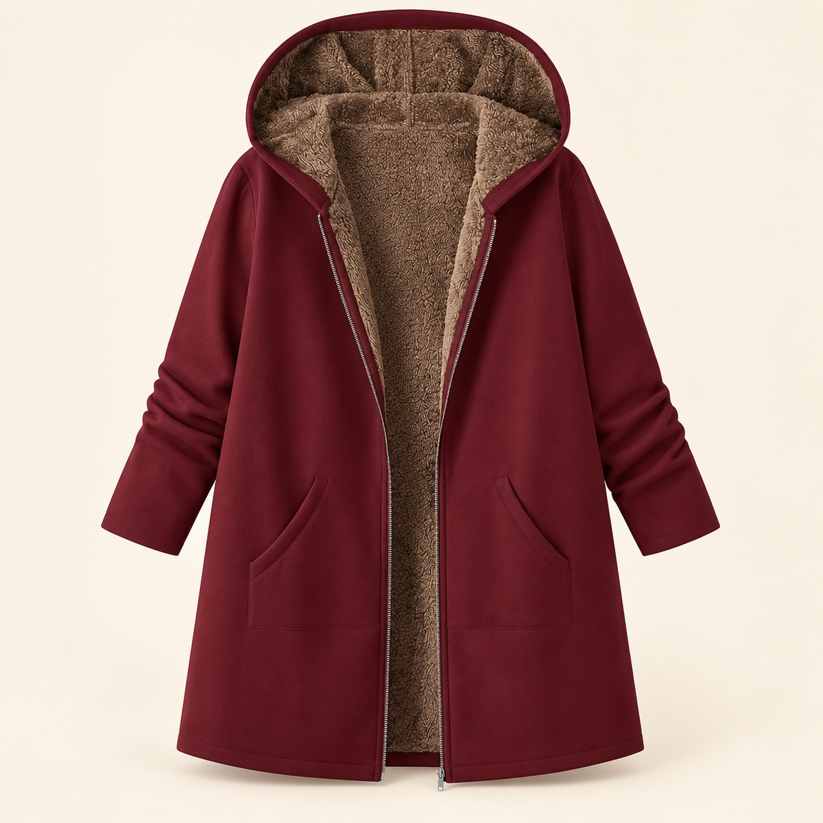 Sherpa-Lined Hooded Coat