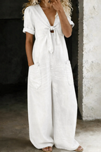 V-neck Denim Jumpsuit