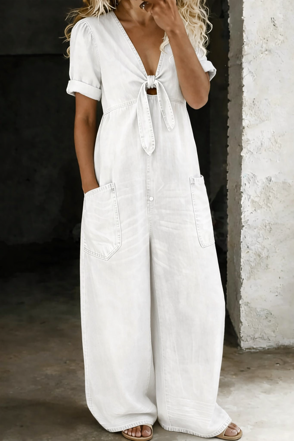 Maya | V-neck Denim Jumpsuit