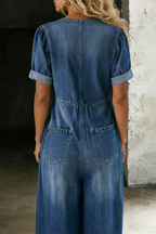 Maya | V-neck Denim Jumpsuit