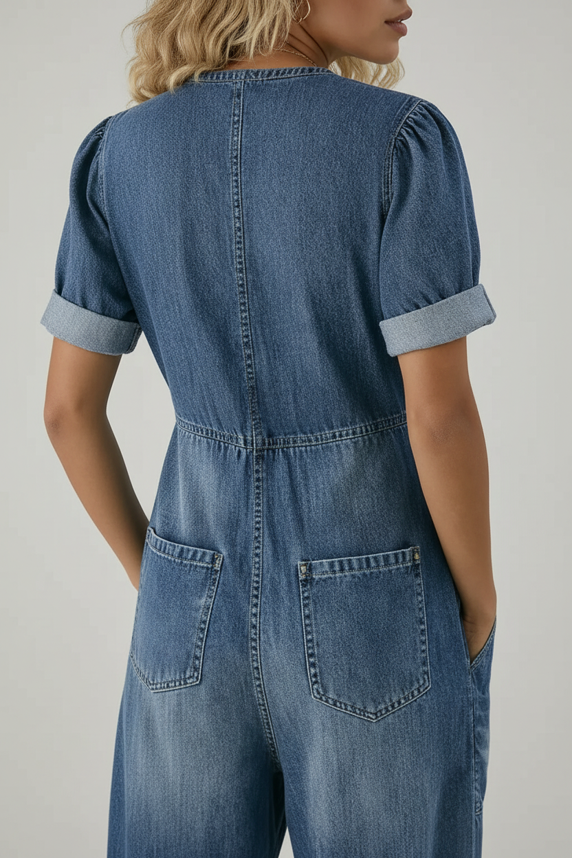 Maya | V-neck Denim Jumpsuit