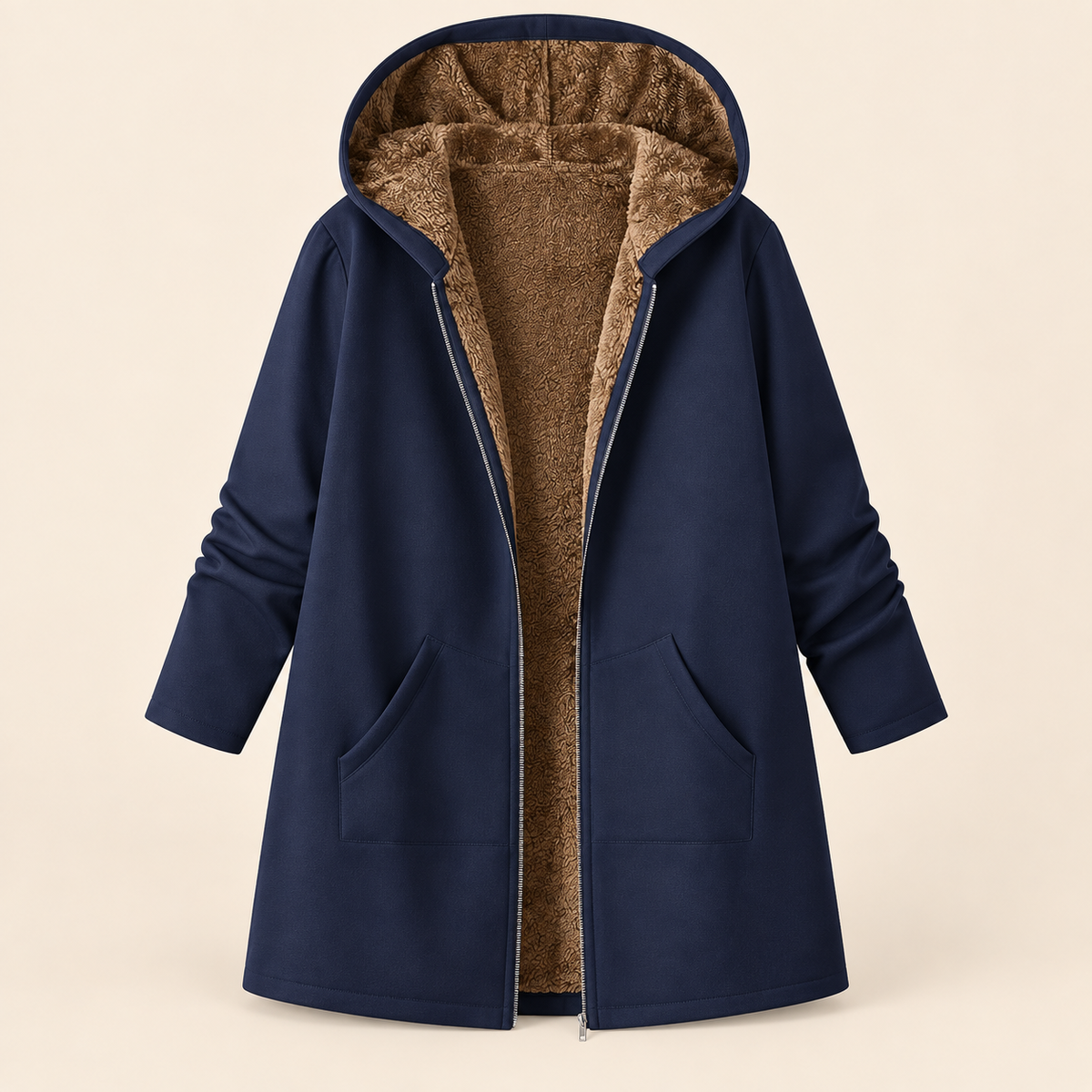 Sherpa-Lined Hooded Coat