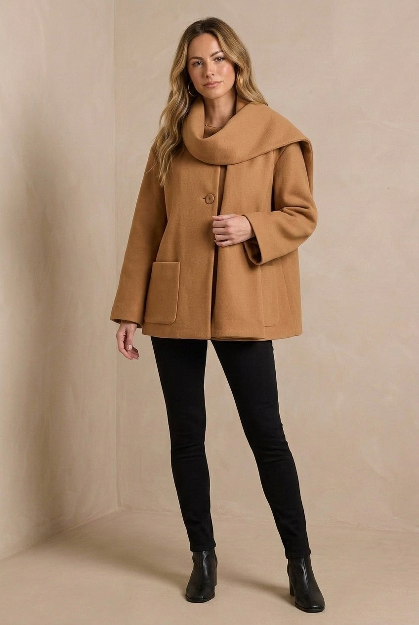 Splended | Textile Scarf Overcoat