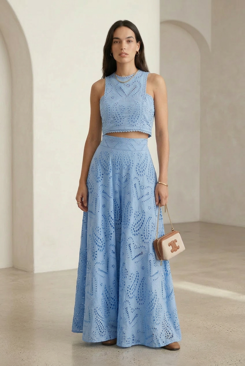 Embroidered Maxi Skirt Set