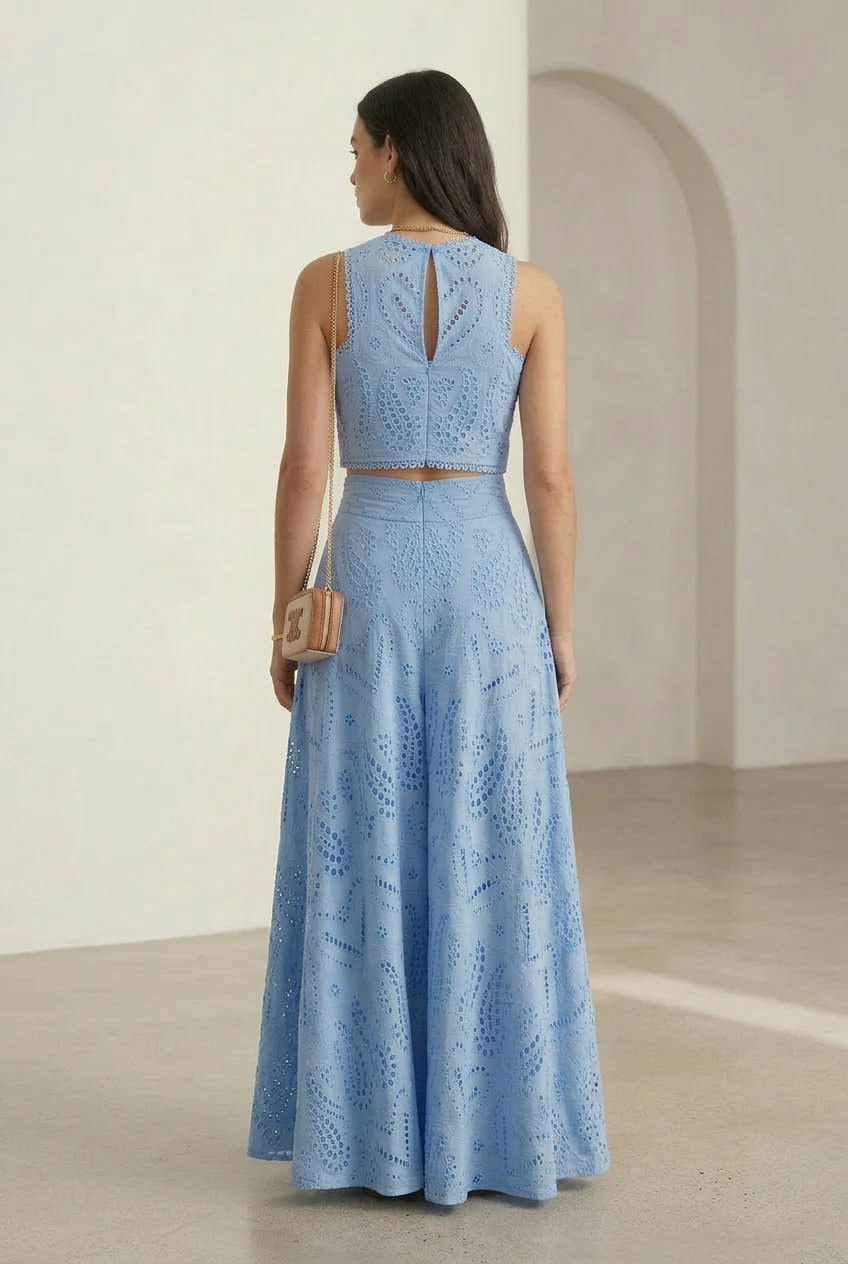 Embroidered Maxi Skirt Set