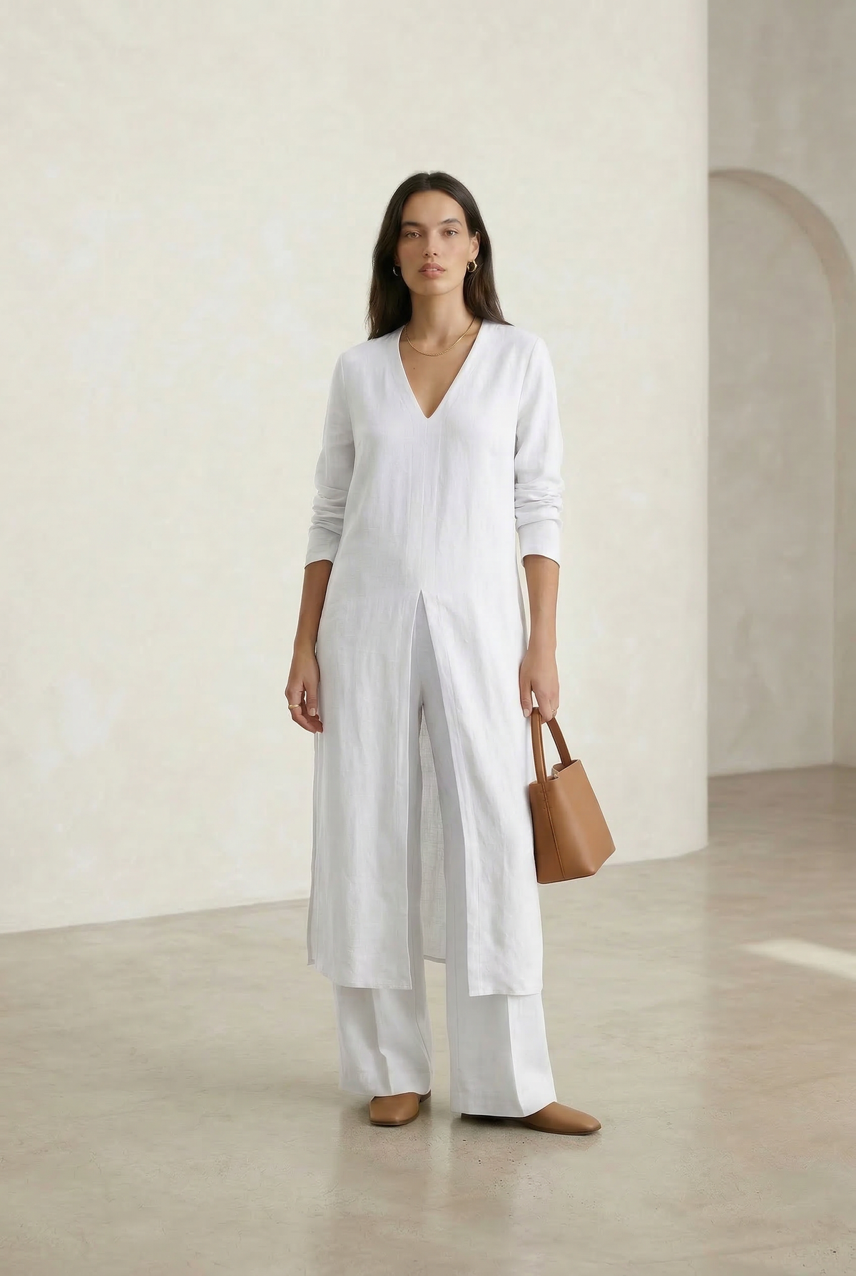 Comfy Two-Piece Set Flowy Blouse and Wide-Leg