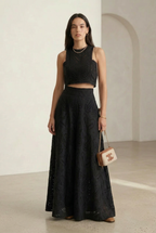 Embroidered Maxi Skirt Set