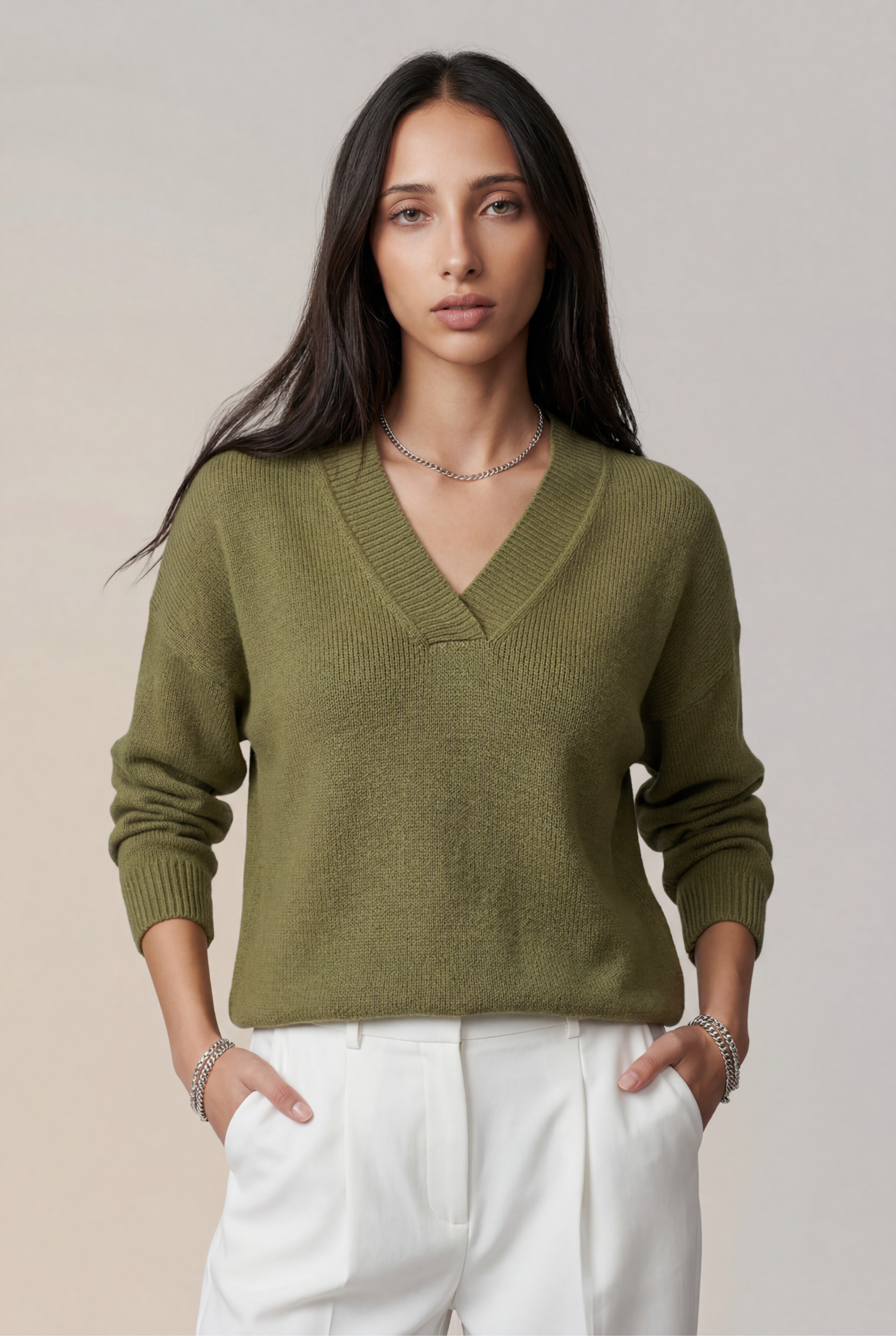 Gropia| Wrap Collar Knit Sweater