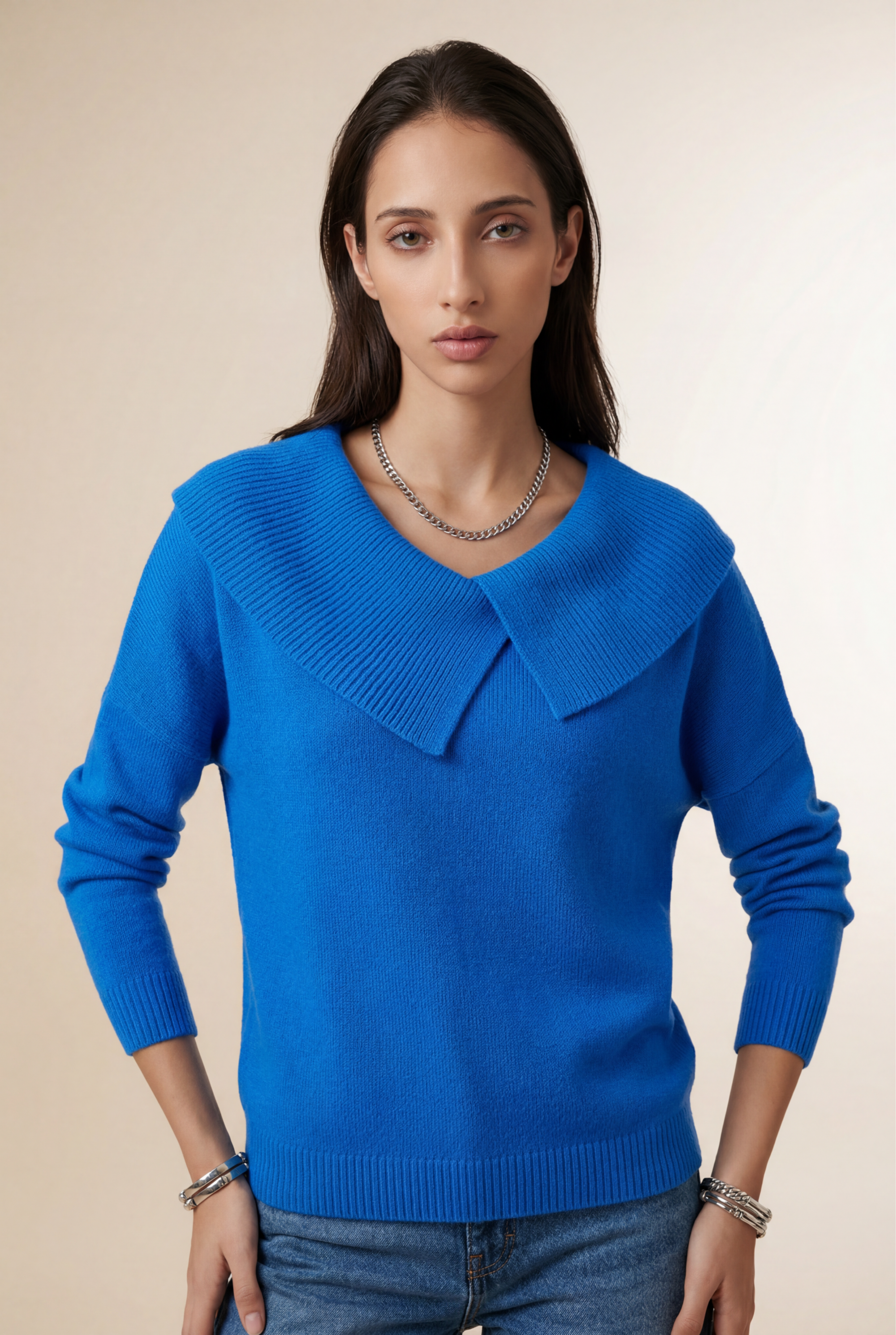 Valenna | Wrap Collar Knit Sweater
