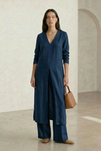 Comfy Two-Piece Set Flowy Blouse and Wide-Leg