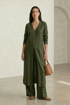 Comfy Two-Piece Set Flowy Blouse and Wide-Leg