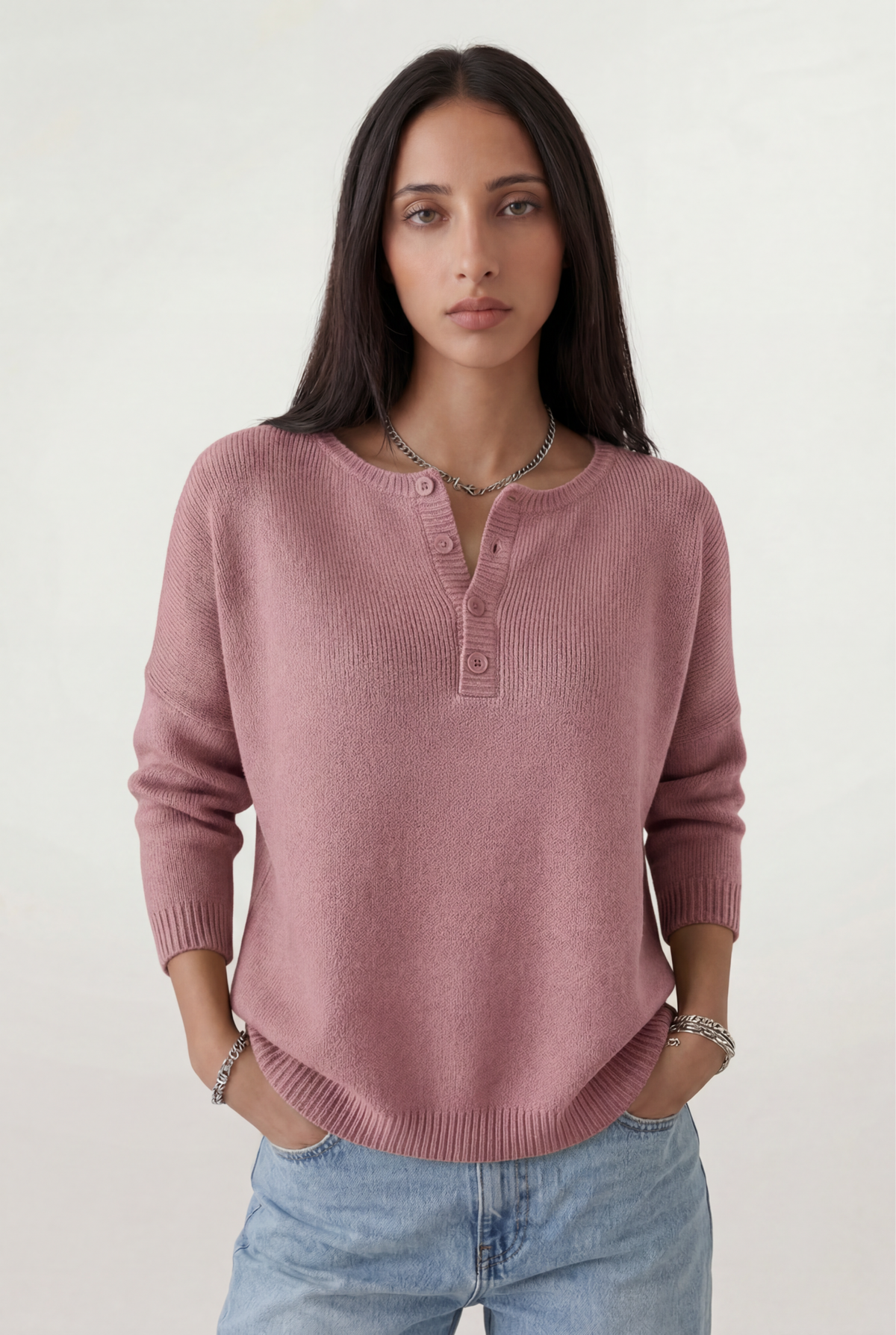 Soft Henley Knit Sweater