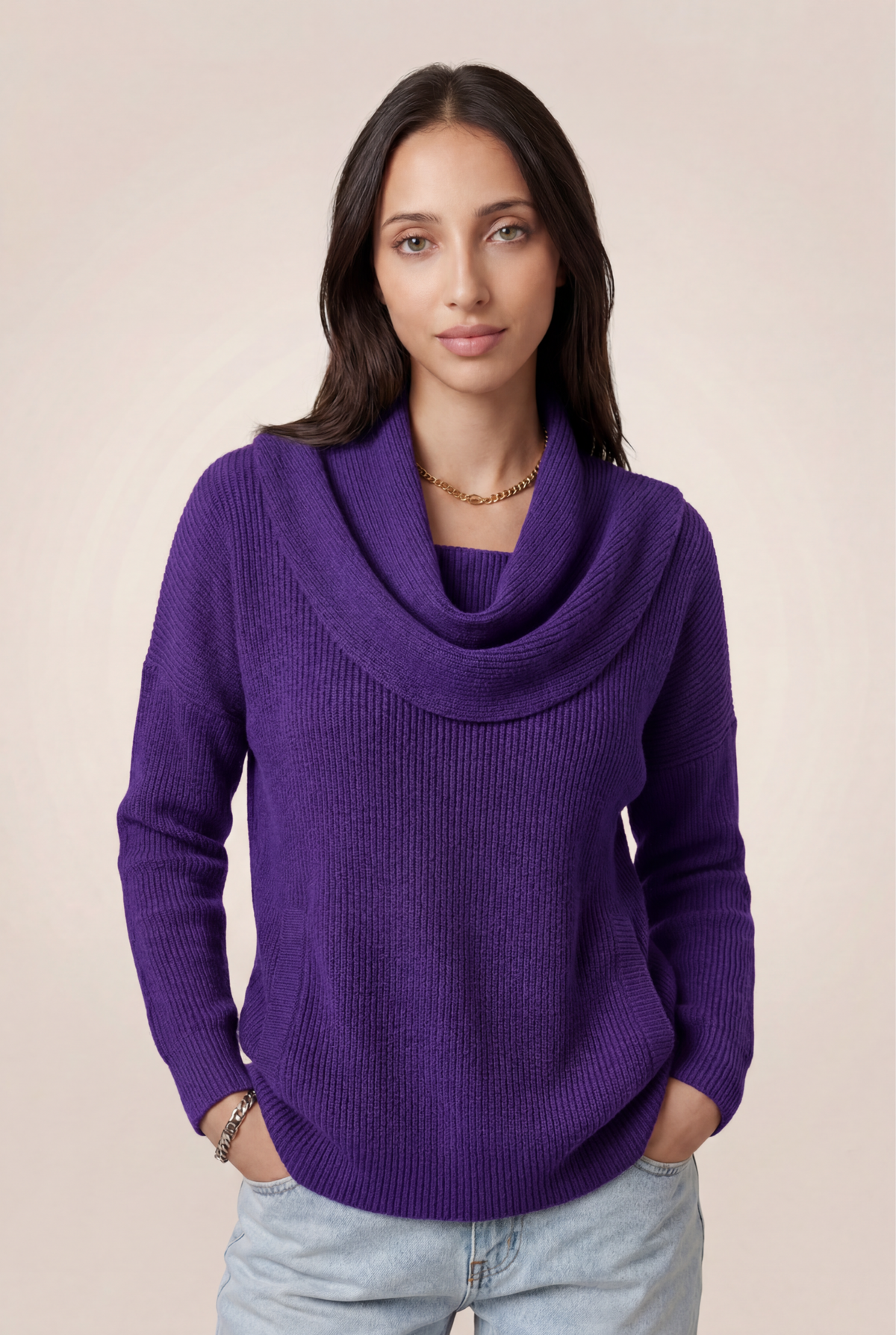 Draped Cowl Neck Sweater