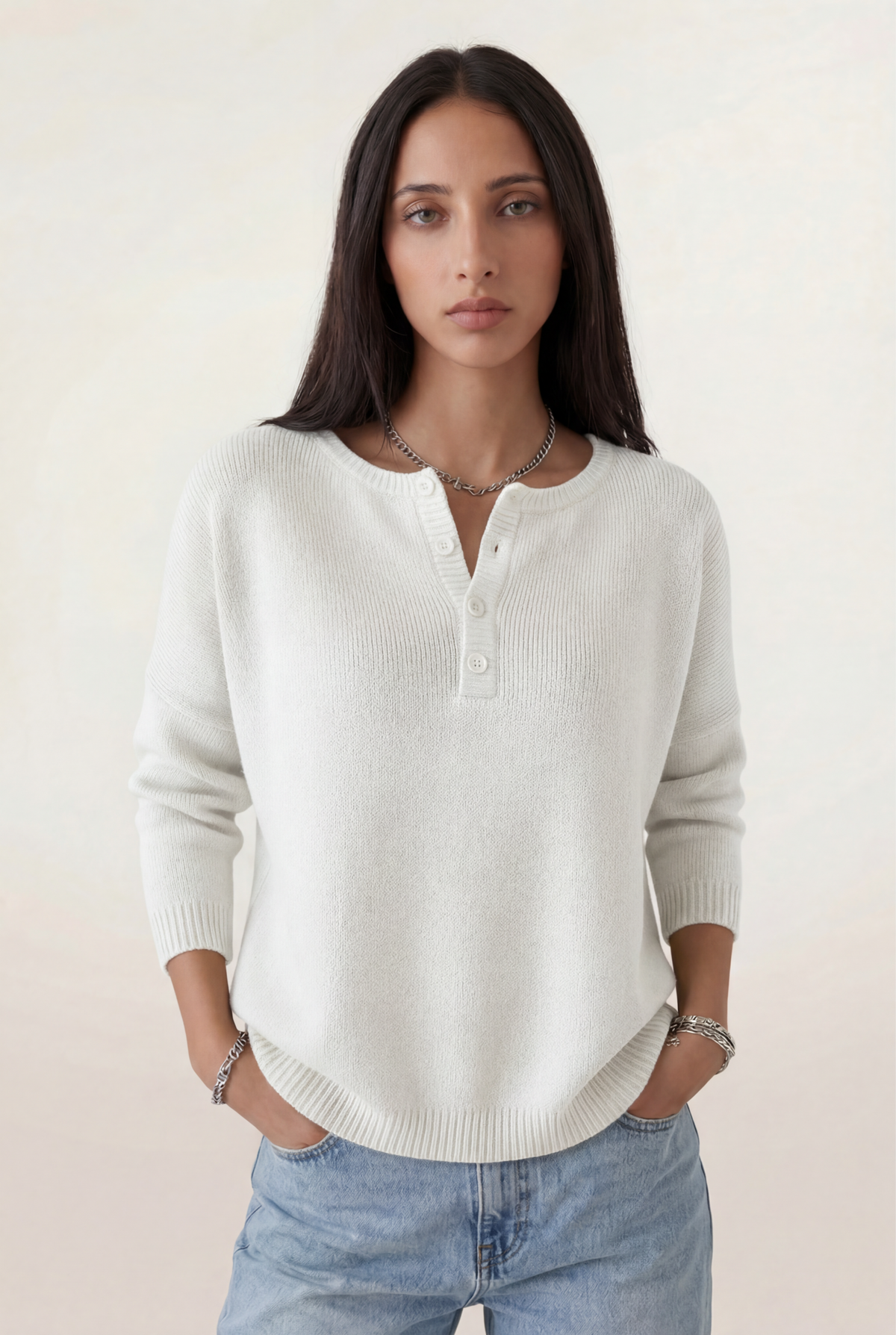 Soft Henley Knit Sweater