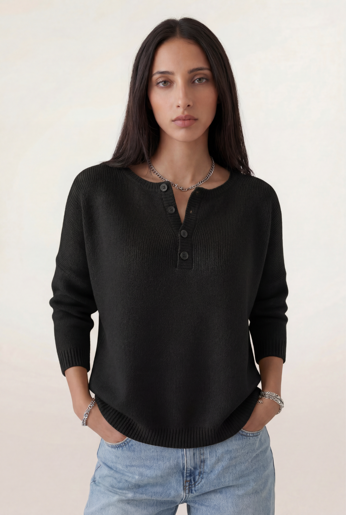 Soft Henley Knit Sweater