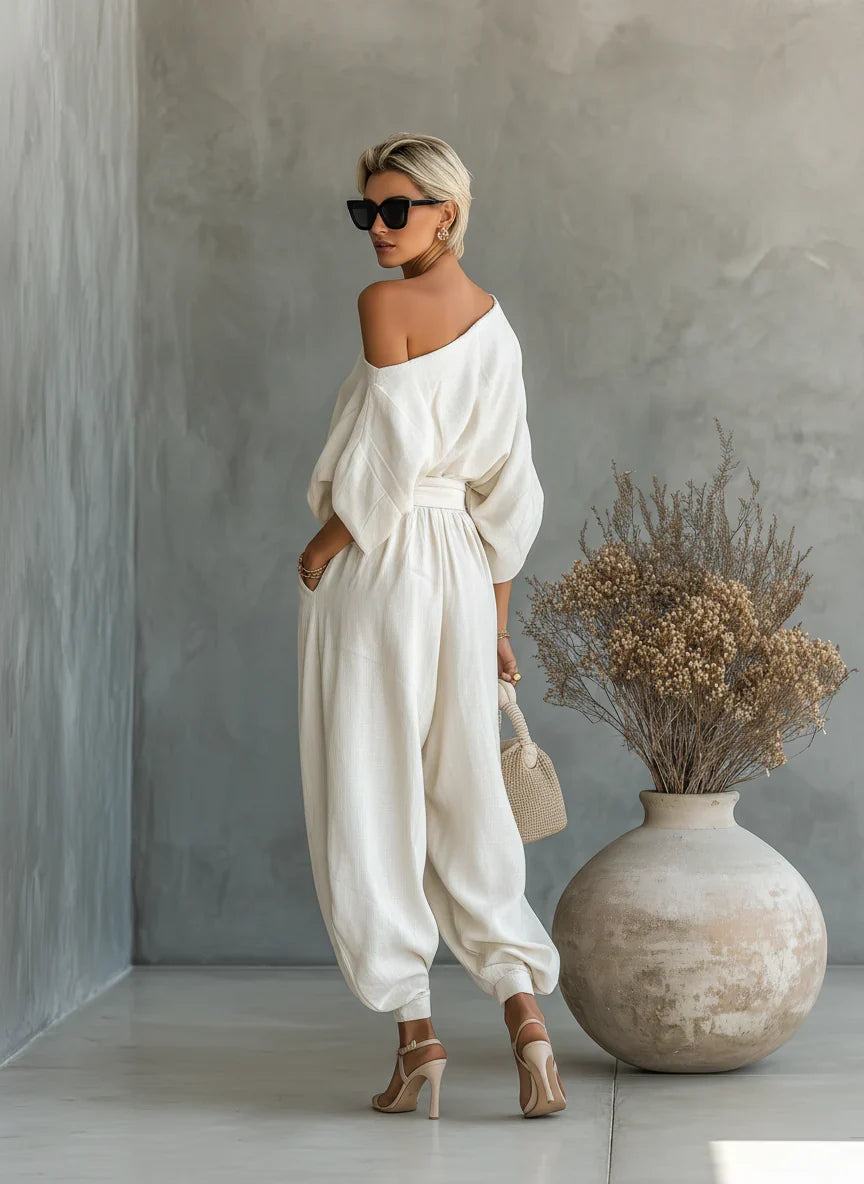 Luxe Linen One-Shoulder Set