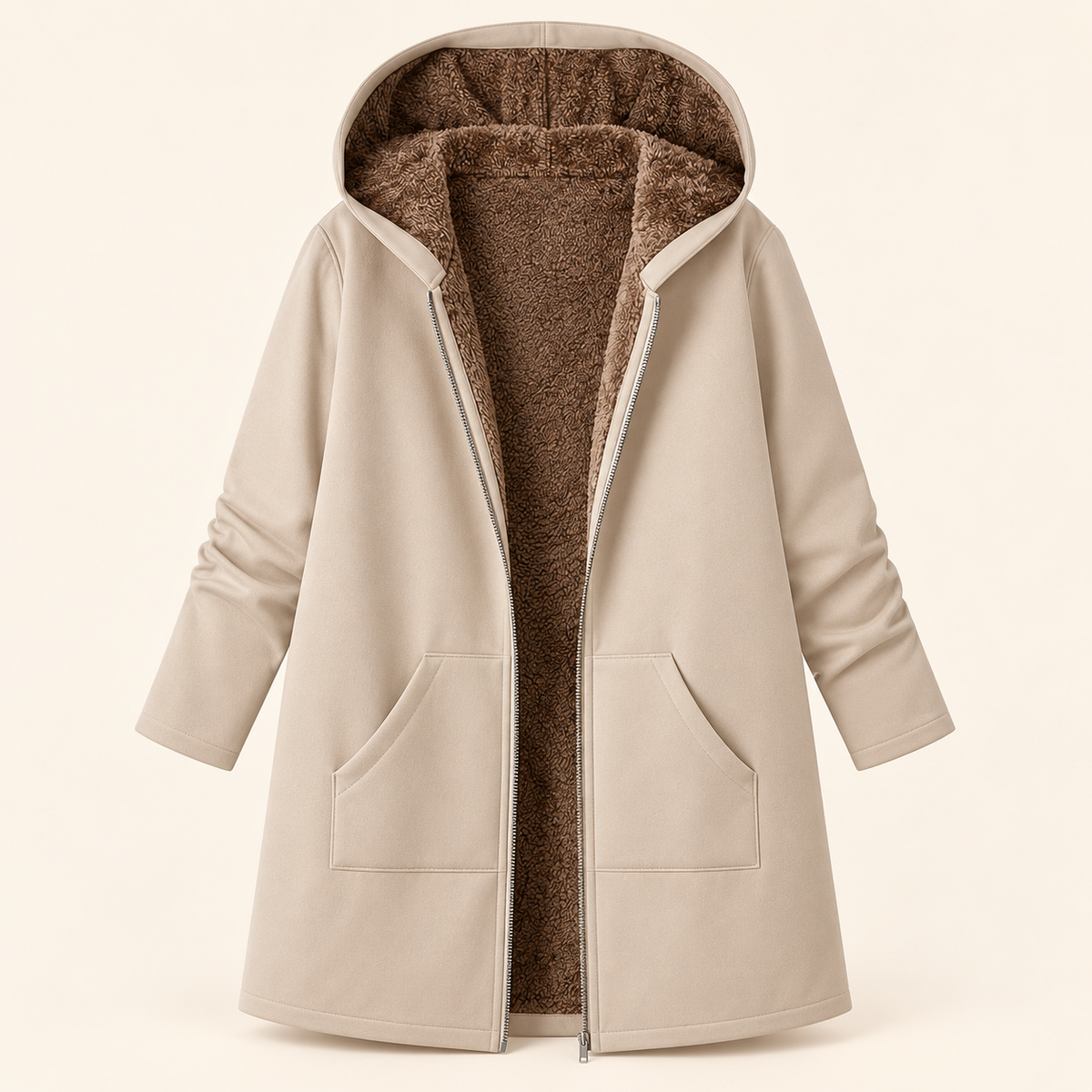 Sherpa-Lined Hooded Coat