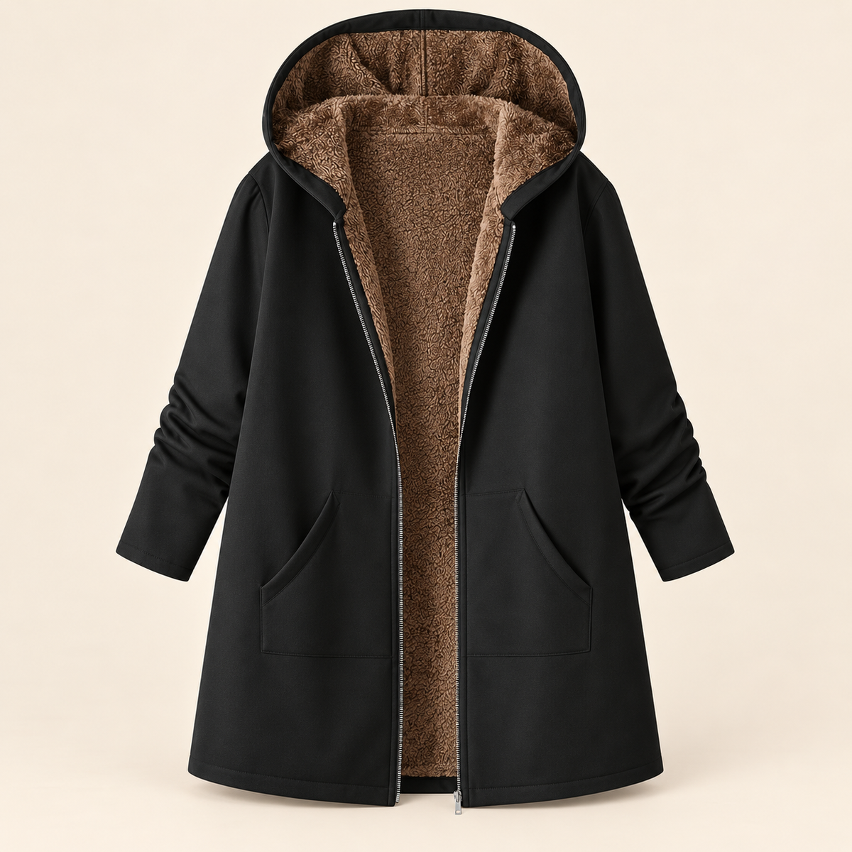 Sherpa-Lined Hooded Coat