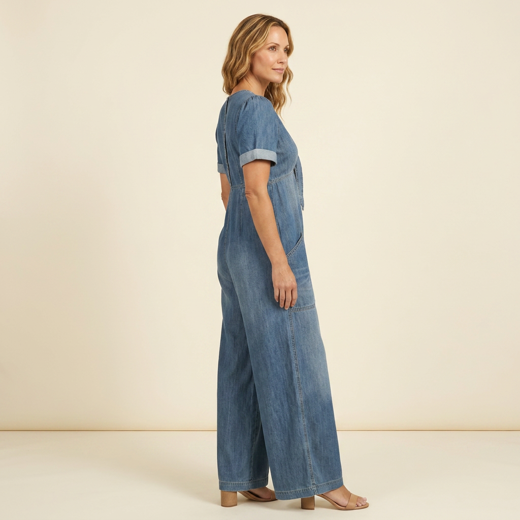 Maya | V-neck Denim Jumpsuit