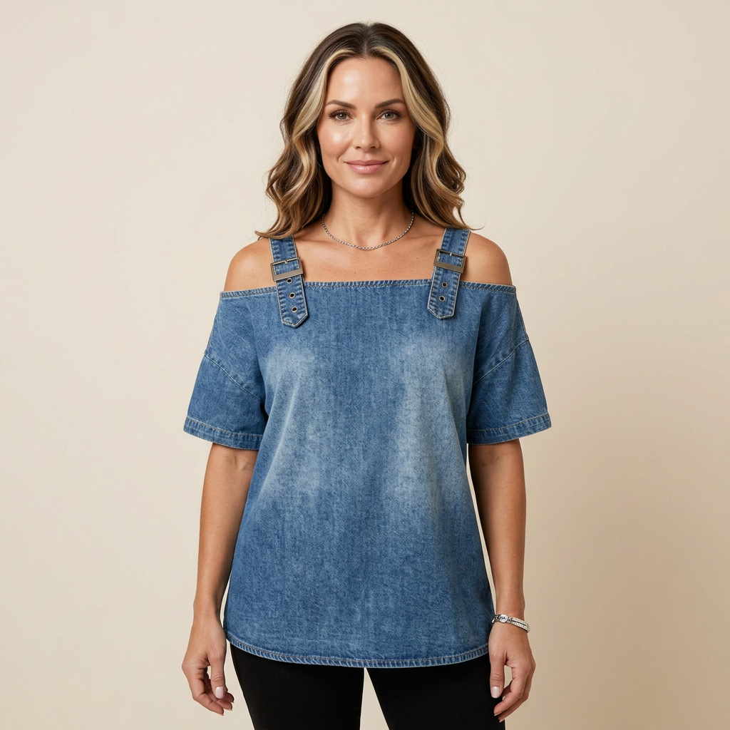 Patricia | Off-Shoulder Denim Shirt