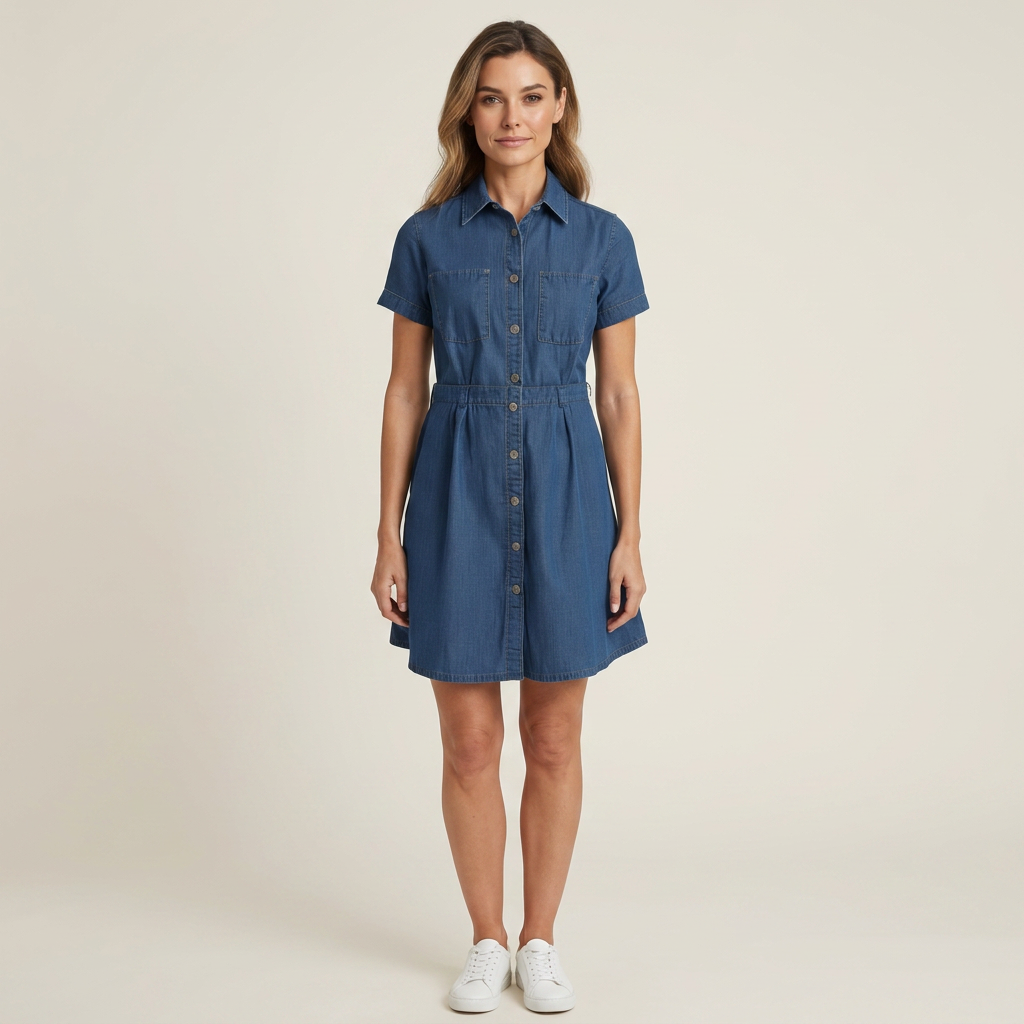 lauren | Short Sleeve Denim Dress