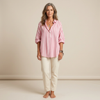 Deborah | Wide Striped Blouse with Collar