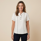 Linda | Casual Button V-Neck T-Shirt