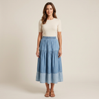 Sarah | Elastic Waist Denim Skirt
