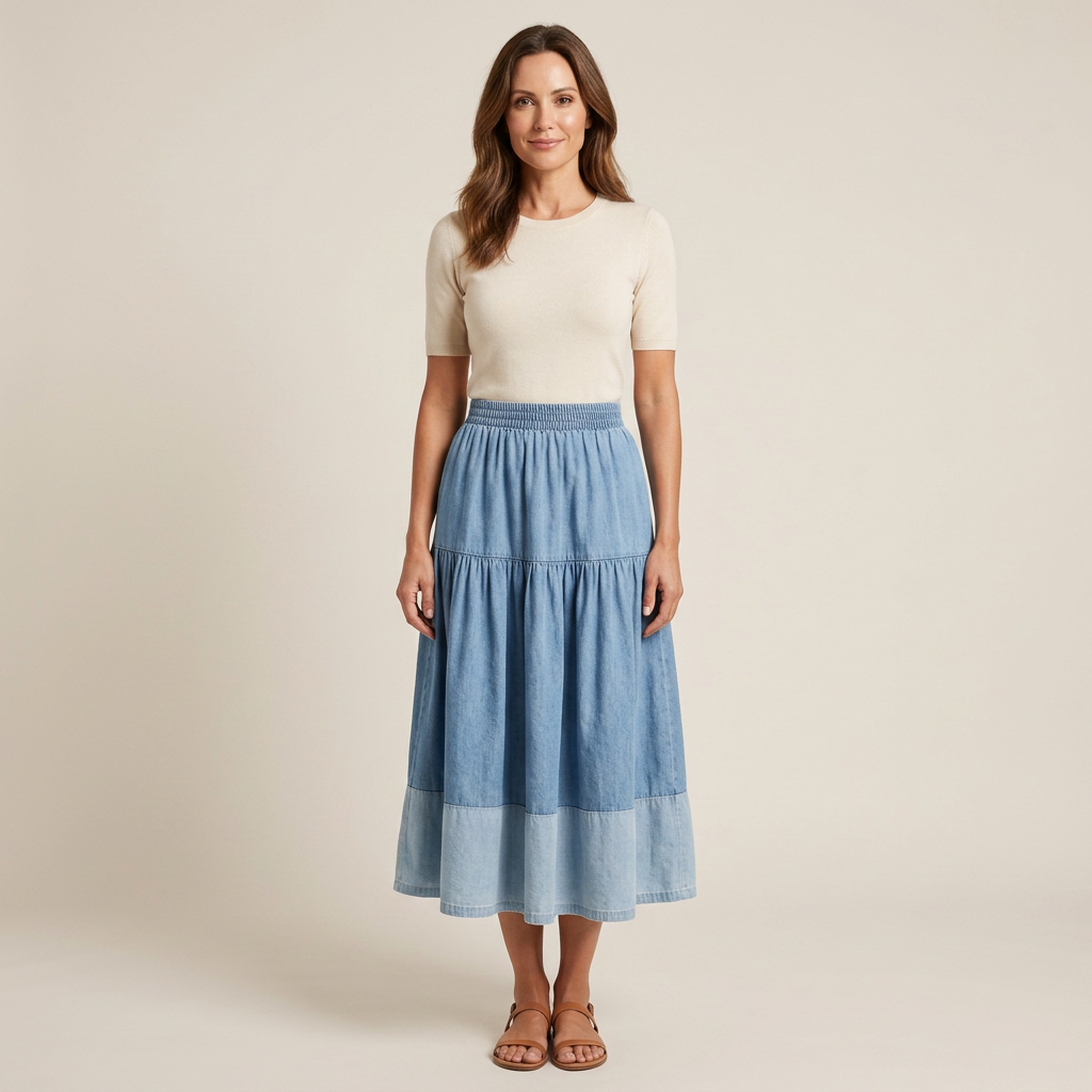 Sarah | Elastic Waist Denim Skirt
