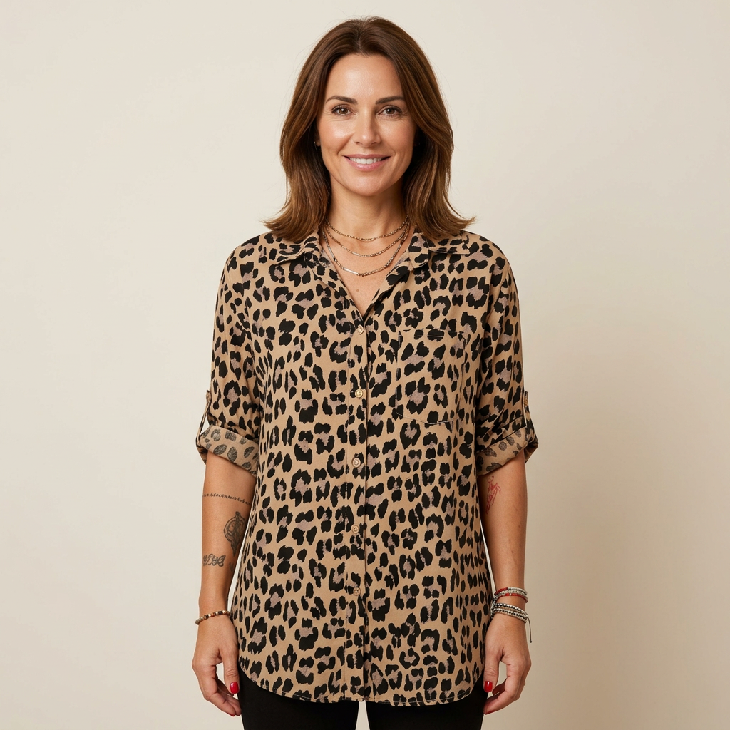 Susan | Fashion Blouses with Leopard Print