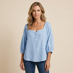 Square Neck Lantern Sleeve Shirt