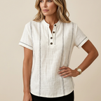 Linda | Casual Button V-Neck T-Shirt