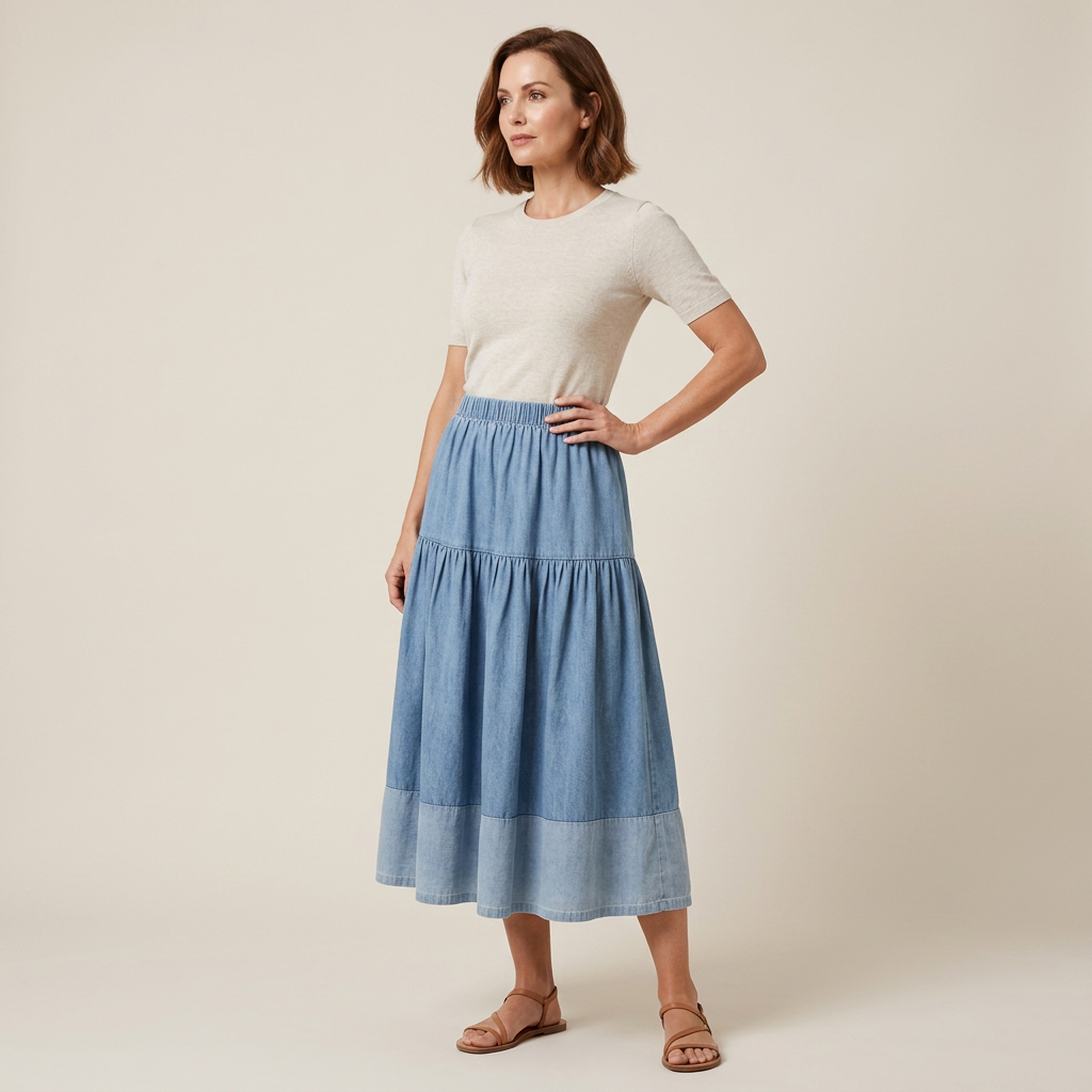 Sarah | Elastic Waist Denim Skirt
