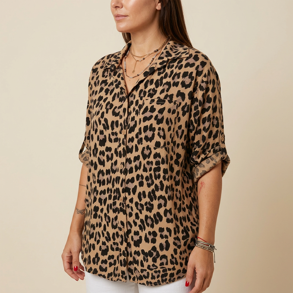 Susan | Fashion Blouses with Leopard Print