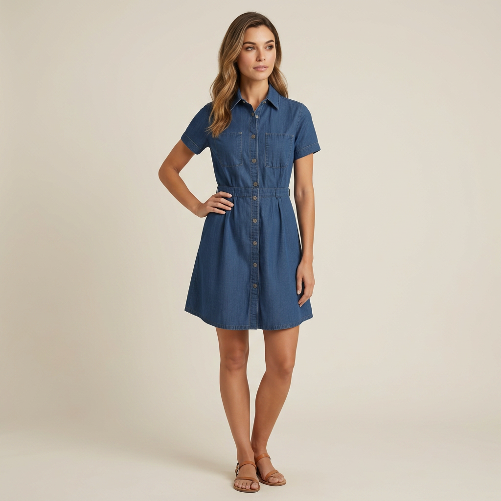 lauren | Short Sleeve Denim Dress