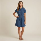 lauren | Short Sleeve Denim Dress