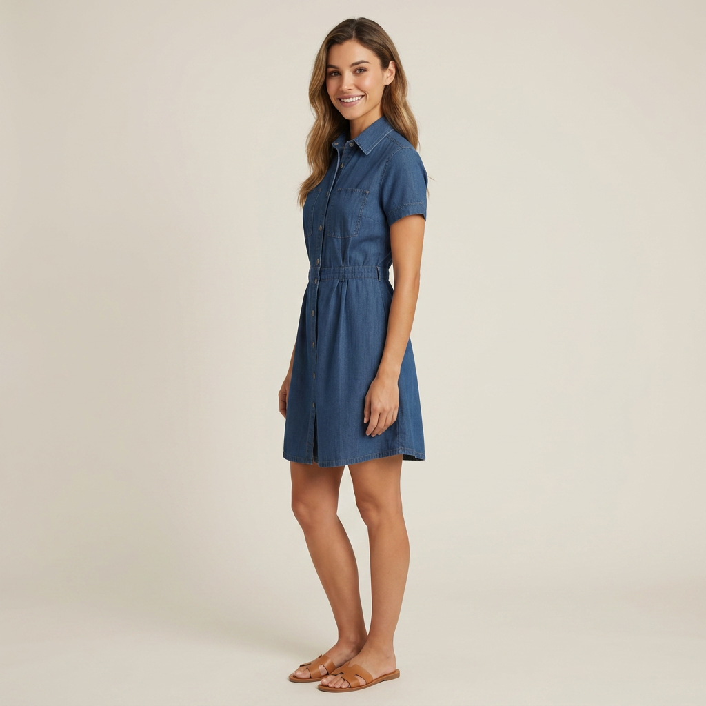 lauren | Short Sleeve Denim Dress
