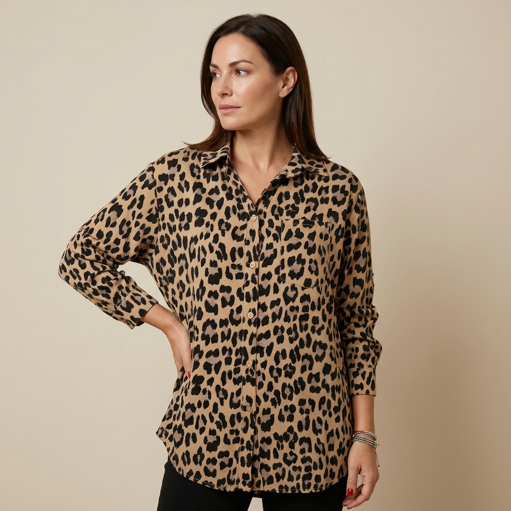 Susan | Fashion Blouses with Leopard Print