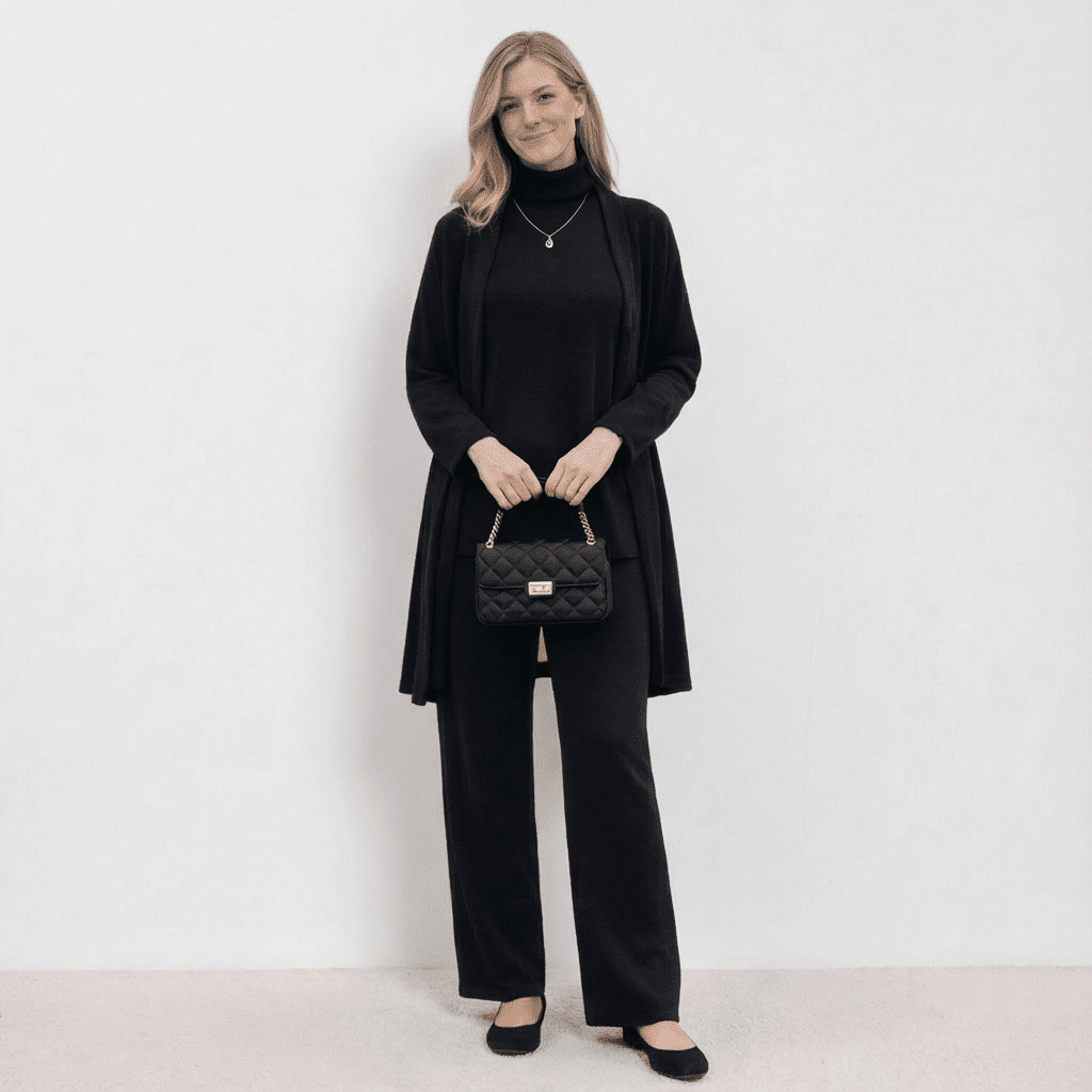 Cardigan Knit Top & Trousers Set