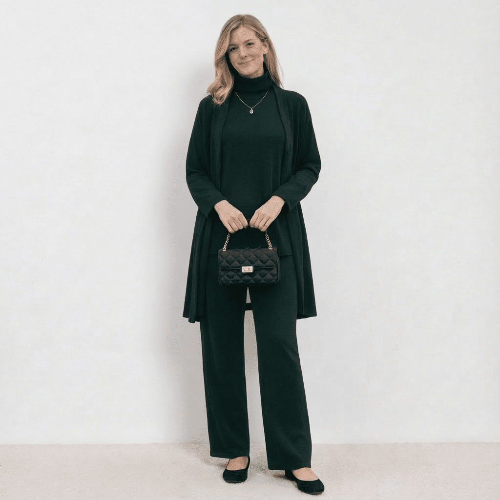 Cardigan Knit Top & Trousers Set