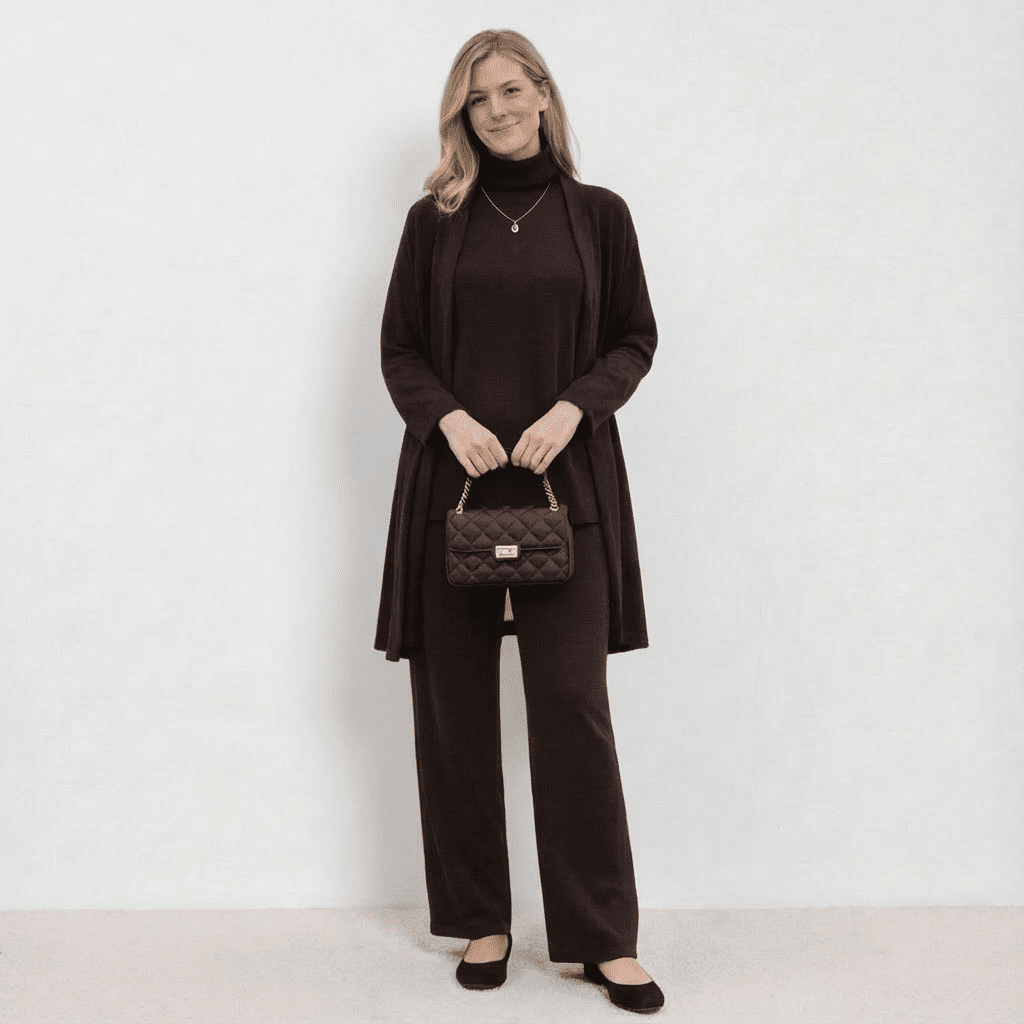 Cardigan Knit Top & Trousers Set