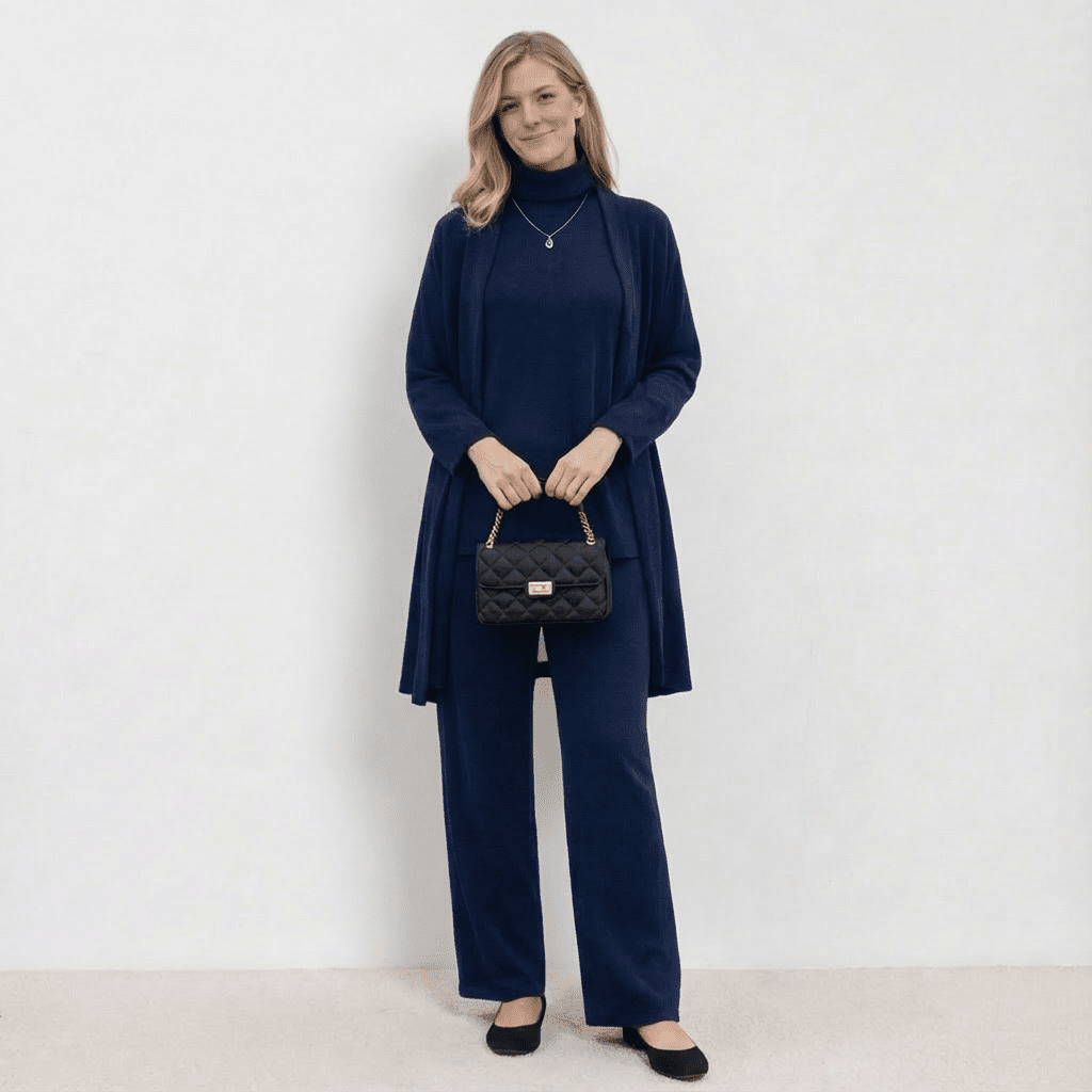 Cardigan Knit Top & Trousers Set