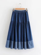 Elastic Waist Denim Skirt